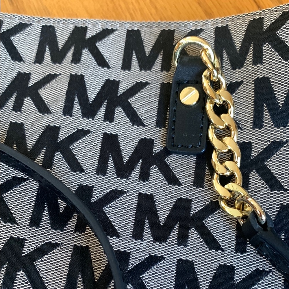 Michael Kors Black and Tan Tote with Geometric Pattern - Picture 13 of 13
